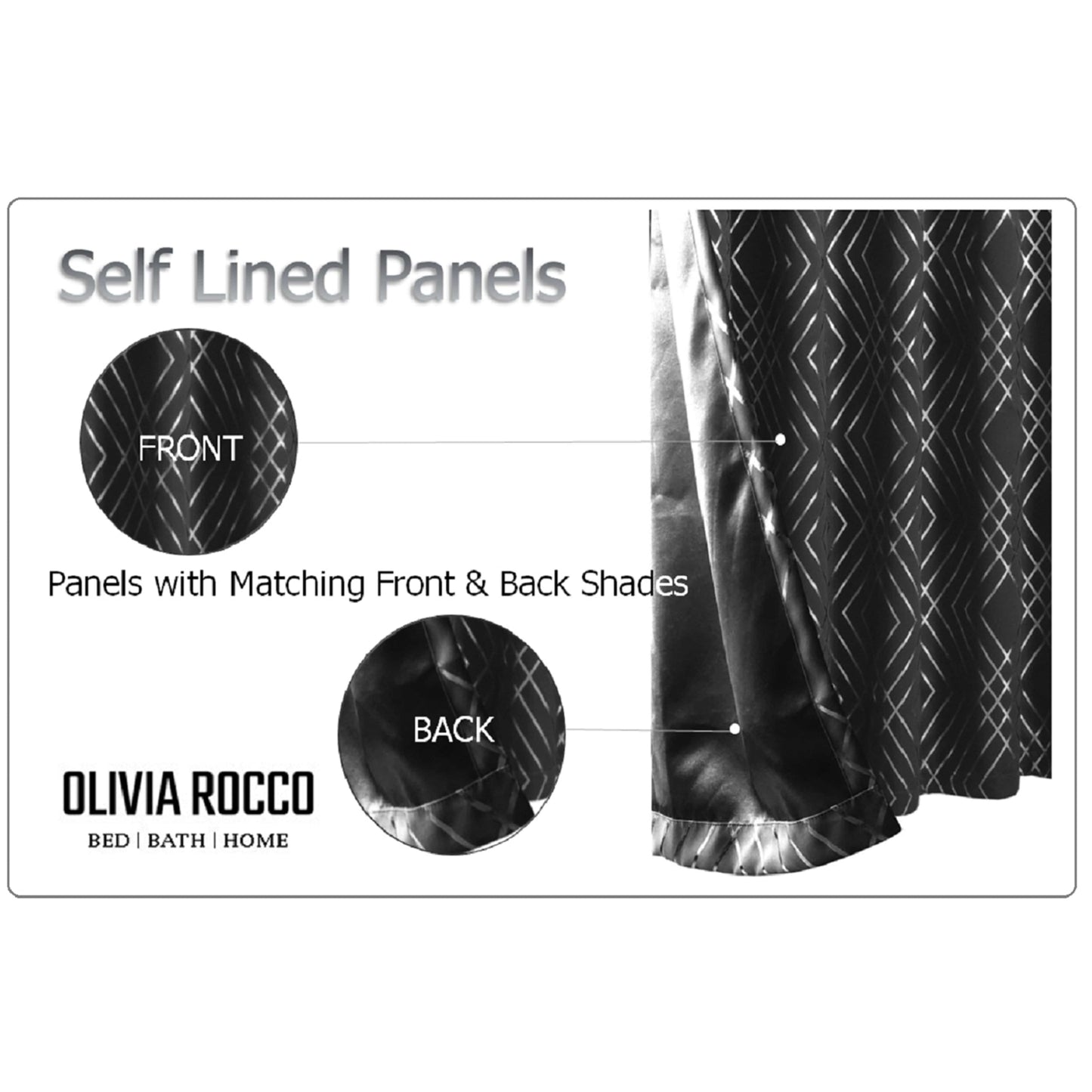 OLIVIA ROCCO Geometric Sparkle Blackout Curtains Black Thermal Insulated Eyelet Ring Top