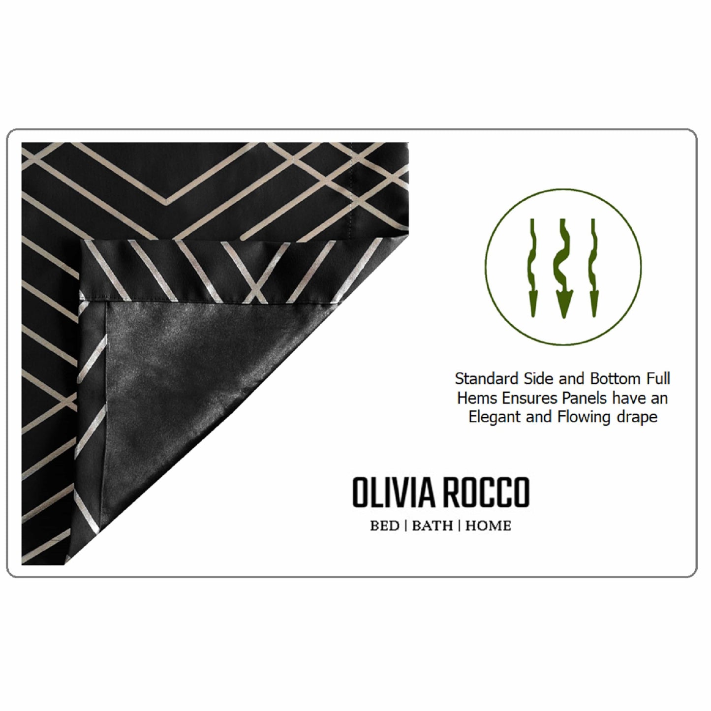 OLIVIA ROCCO Geometric Sparkle Blackout Curtains Black Thermal Insulated Eyelet Ring Top