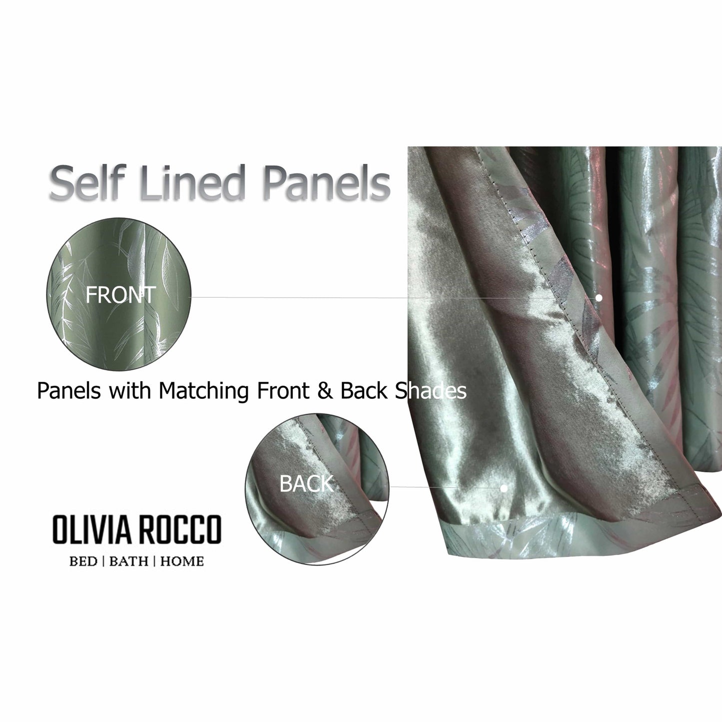OLIVIA ROCCO Leaf Sage Green Sparkle Blackout Curtains With Thermal Insulation Eyelet