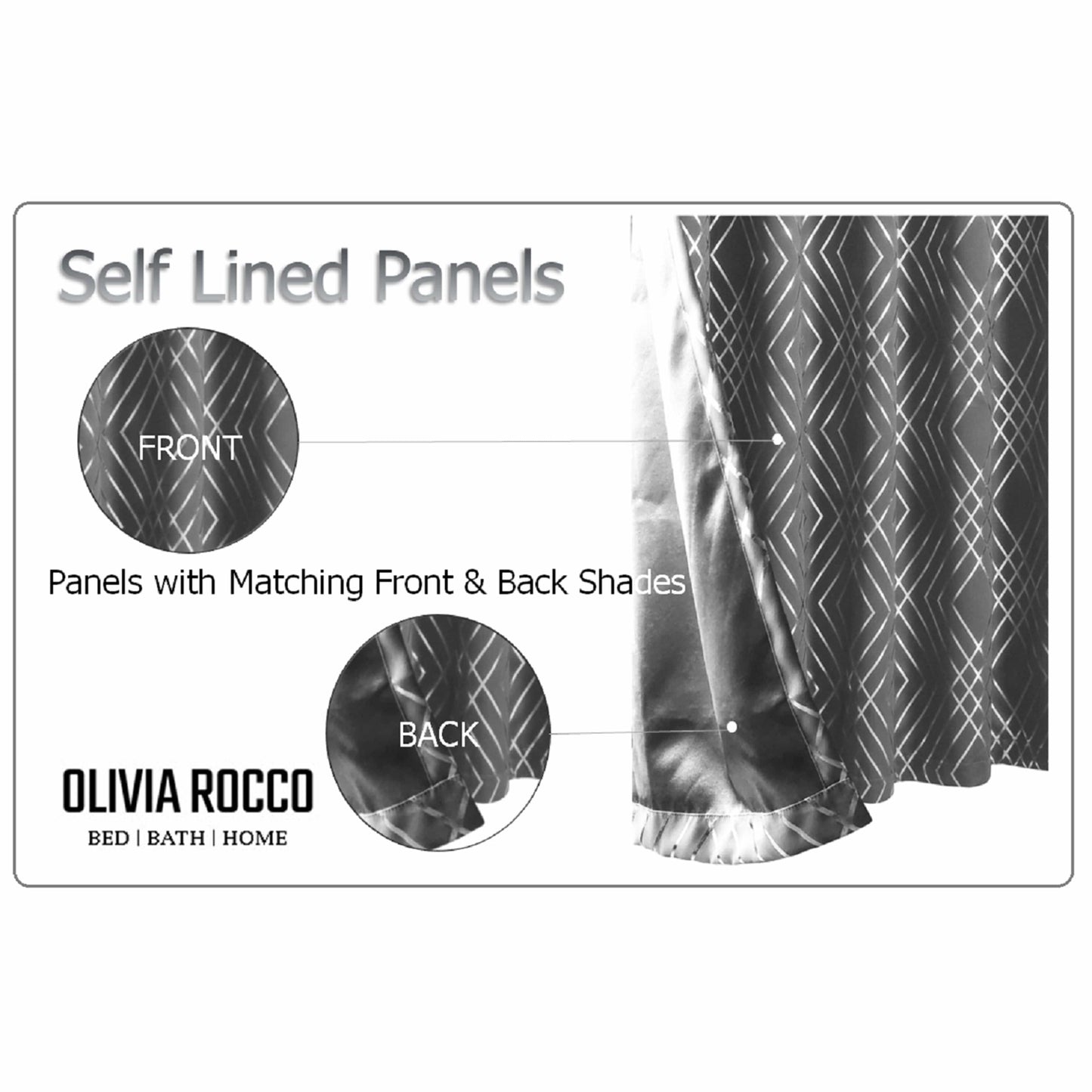 OLIVIA ROCCO Geometric Sparkle Blackout Curtains Silver Eyelet Ring Top Soft Thermal