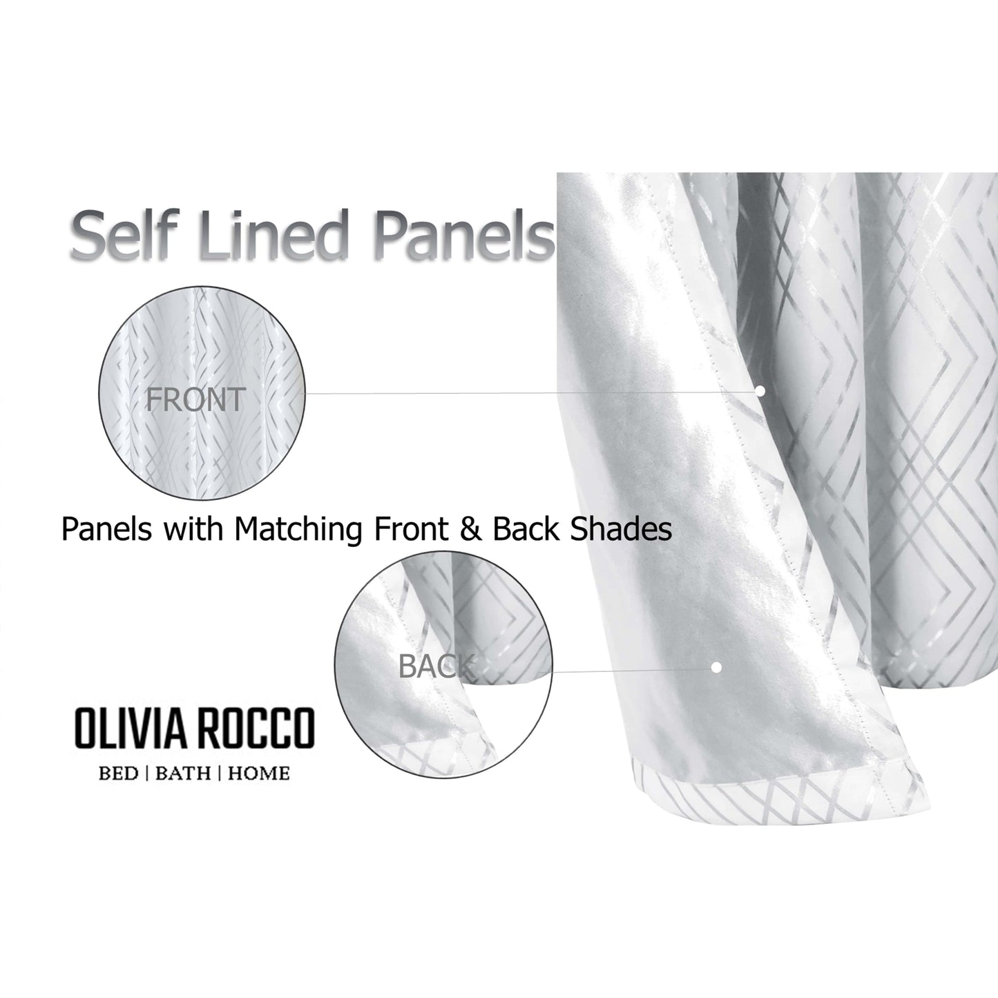 OLIVIA ROCCO Geometric White Sparkle Blackout Curtains Soft Thermal Insulated Drapes