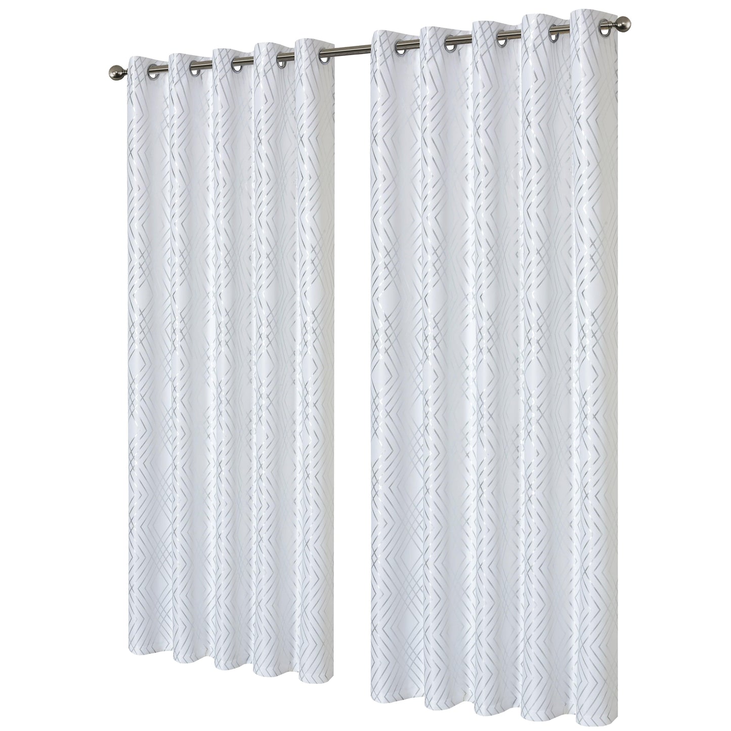 OLIVIA ROCCO Geometric White Sparkle Blackout Curtains Soft Thermal Insulated Drapes