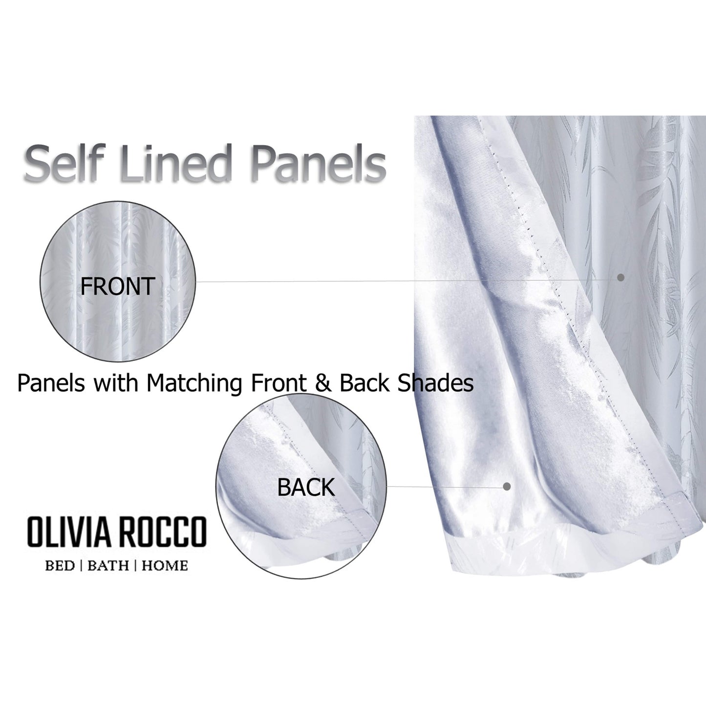 OLIVIA ROCCO Leaf White Sparkle Blackout Curtains Super Soft Fabric Thermal Insulated