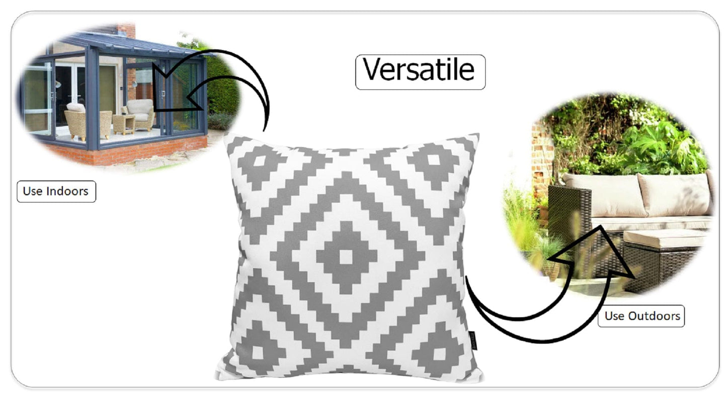 OLIVIA ROCCO Nairobi Silver Waterproof Cushion Covers 43 x 43 cm Reversible Indoor