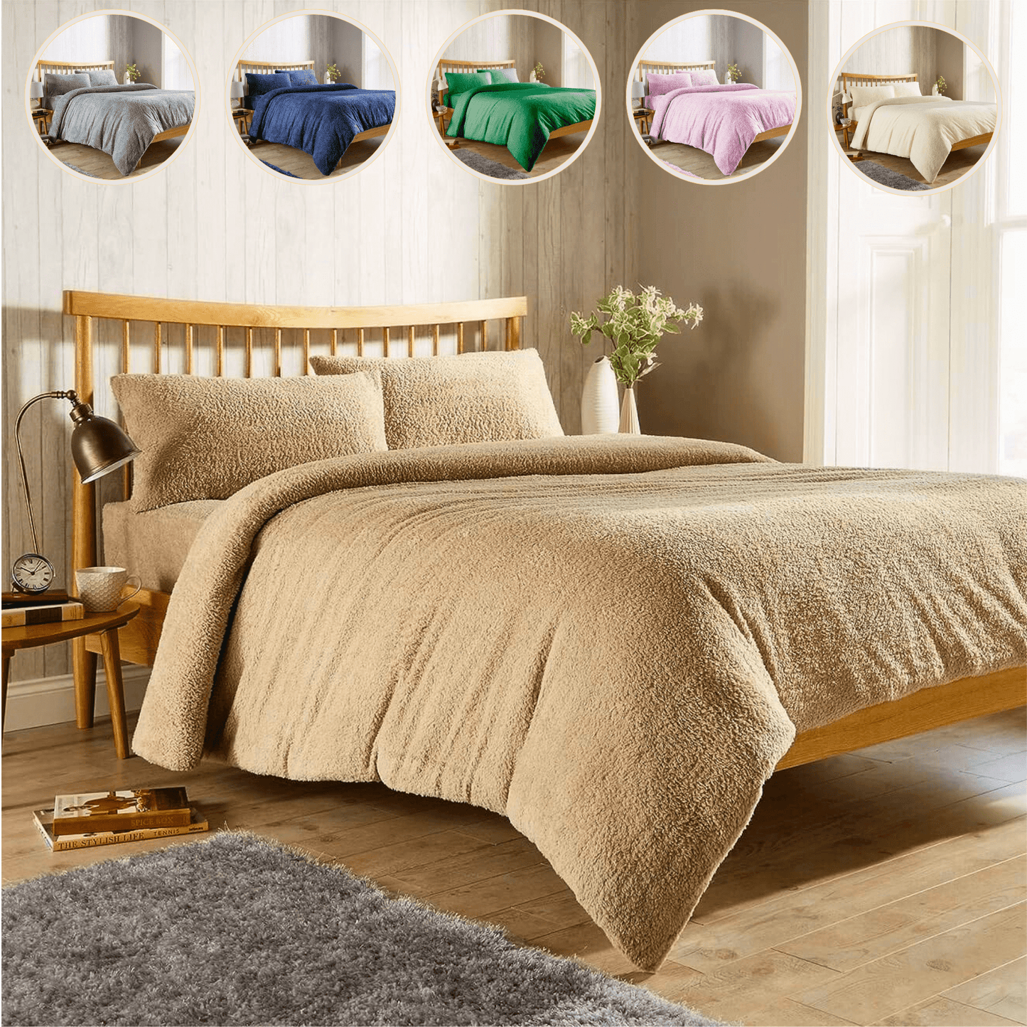OLIVIA ROCCO Teddy Fleece Duvet Cover Set Premium Plush Ultra Cosy Winter Bedding
