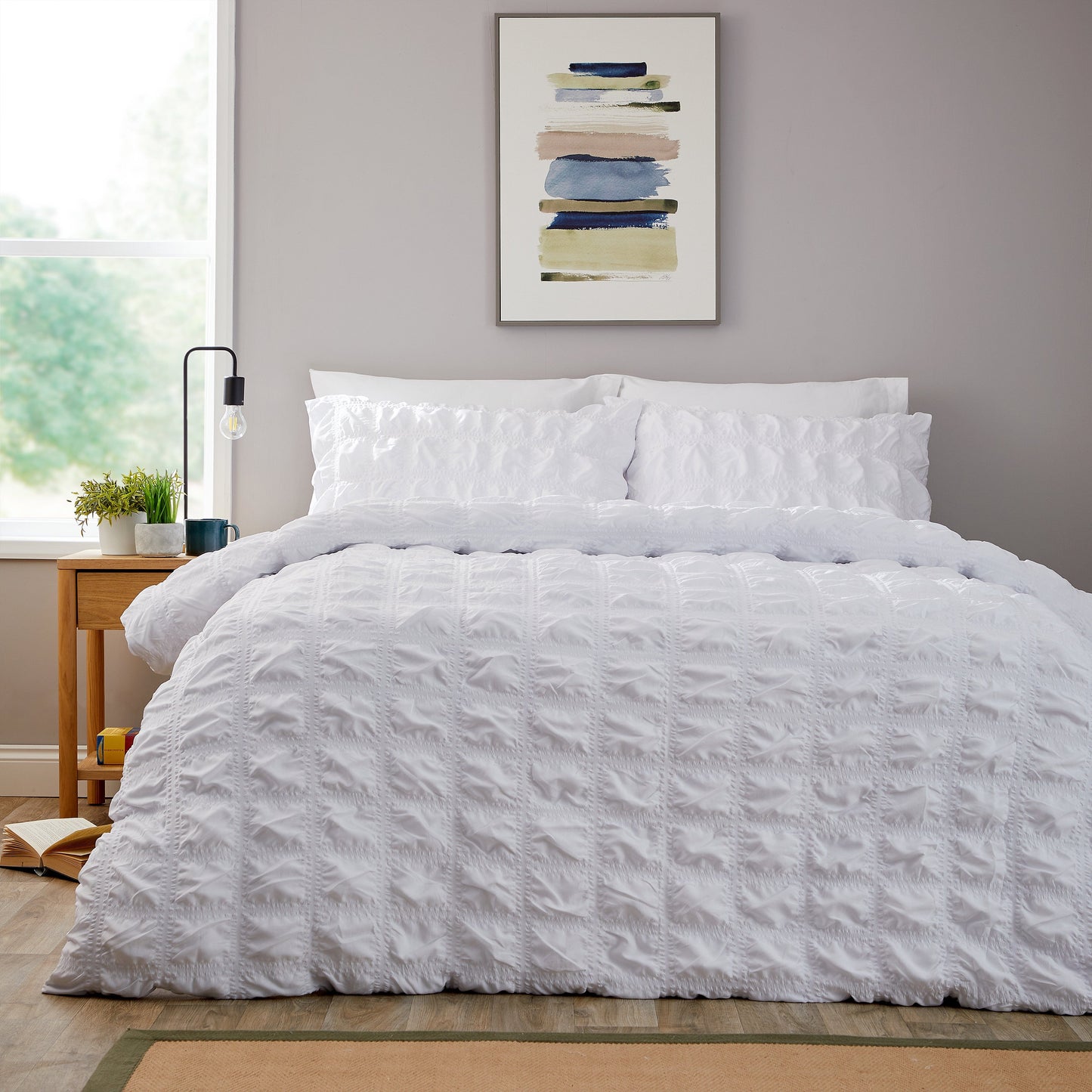 OLIVIA ROCCO Duvet Cover Set Microfibre Quilted White With Pillowcases Easy Care Bedding