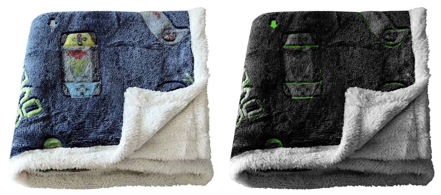OLIVIA ROCCO Glow In The Dark Teddy Fleece Duvet Set For Kids Winter Warm Cosy Bedding