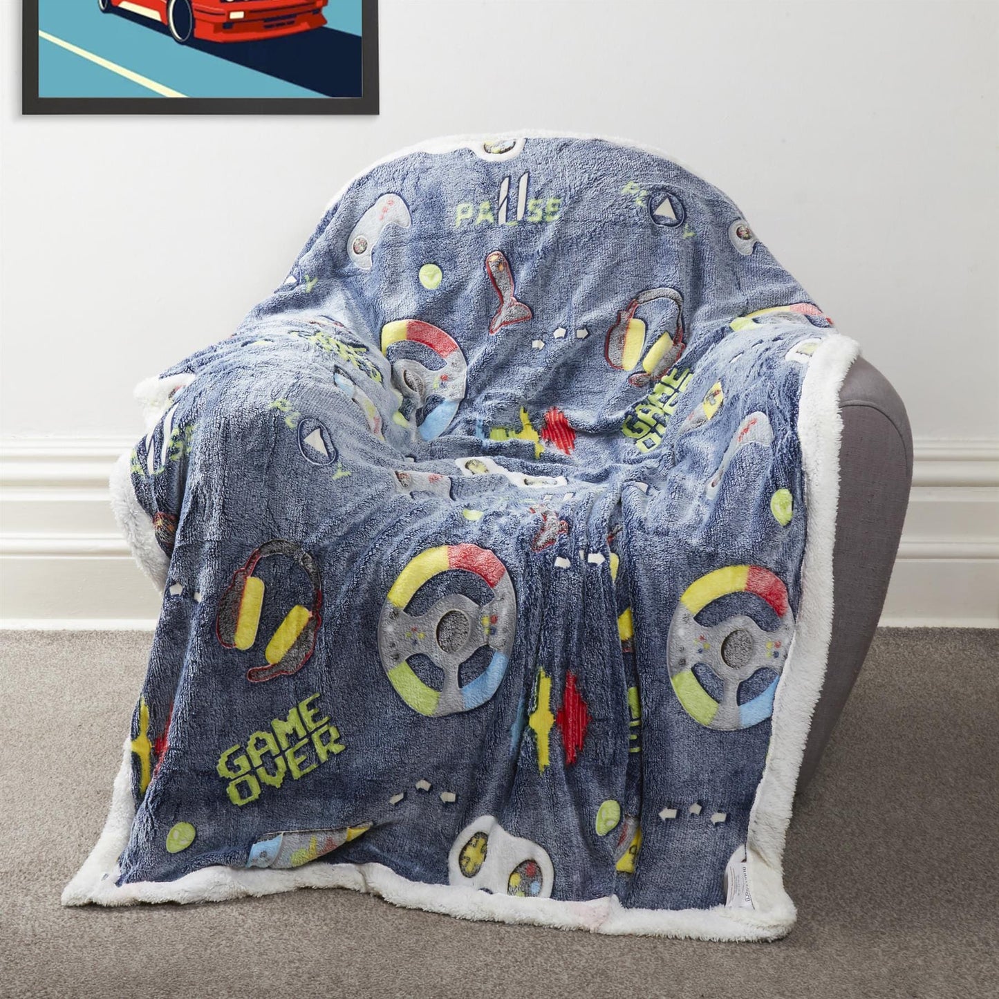 OLIVIA ROCCO Glow In The Dark Teddy Fleece Duvet Set For Kids Winter Warm Cosy Bedding