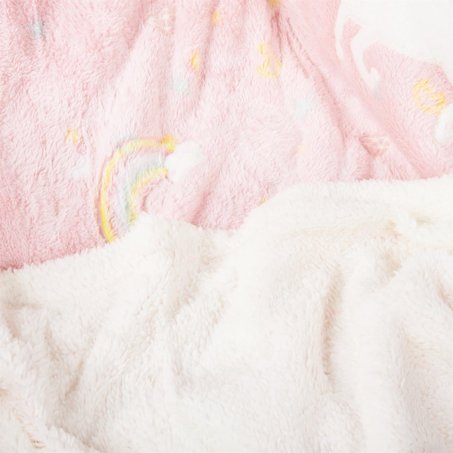 OLIVIA ROCCO Rainbow Unicorn Glow In The Dark Teddy Fleece Duvet Set For Kids Super Soft