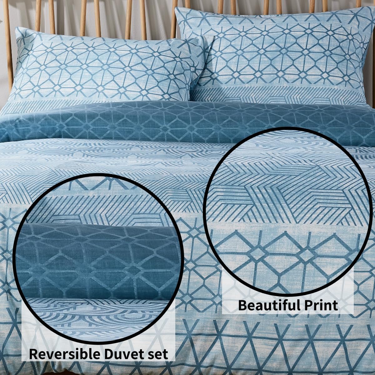 OLIVIA ROCCO Versailles Teal Printed Duvet Cover Set Reversible Quilted s Breathable