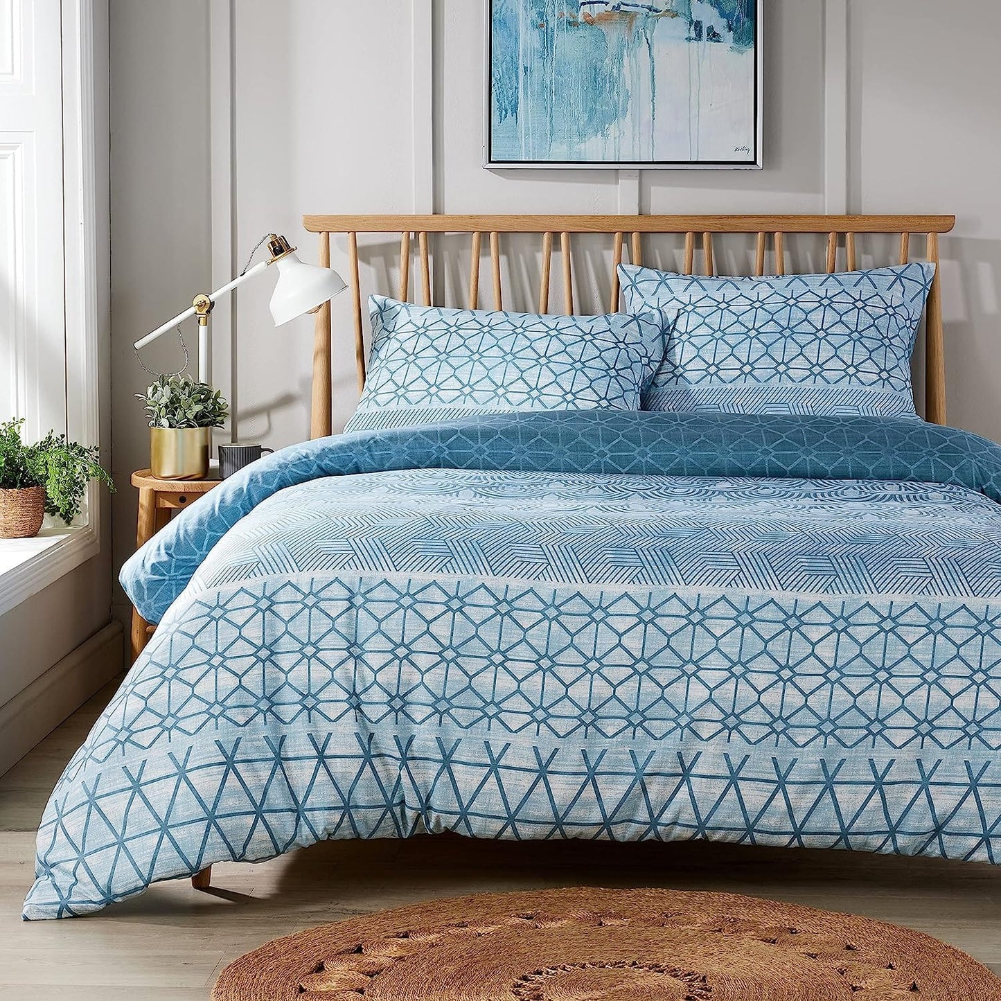 OLIVIA ROCCO Versailles Teal Printed Duvet Cover Set Reversible Quilted s Breathable