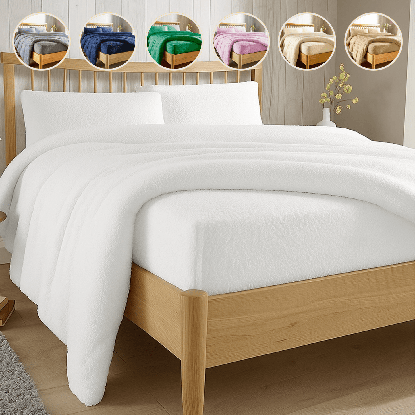 OLIVIA ROCCO Teddy Fleece Extra Deep Fitted Sheet Plush Soft Winter Bedding Snug Elastic