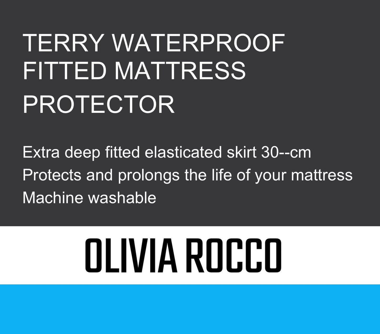 OLIVIA ROCCO Waterproof Terry Towel Mattress Protector With Deep Skirt Highly Absorbent