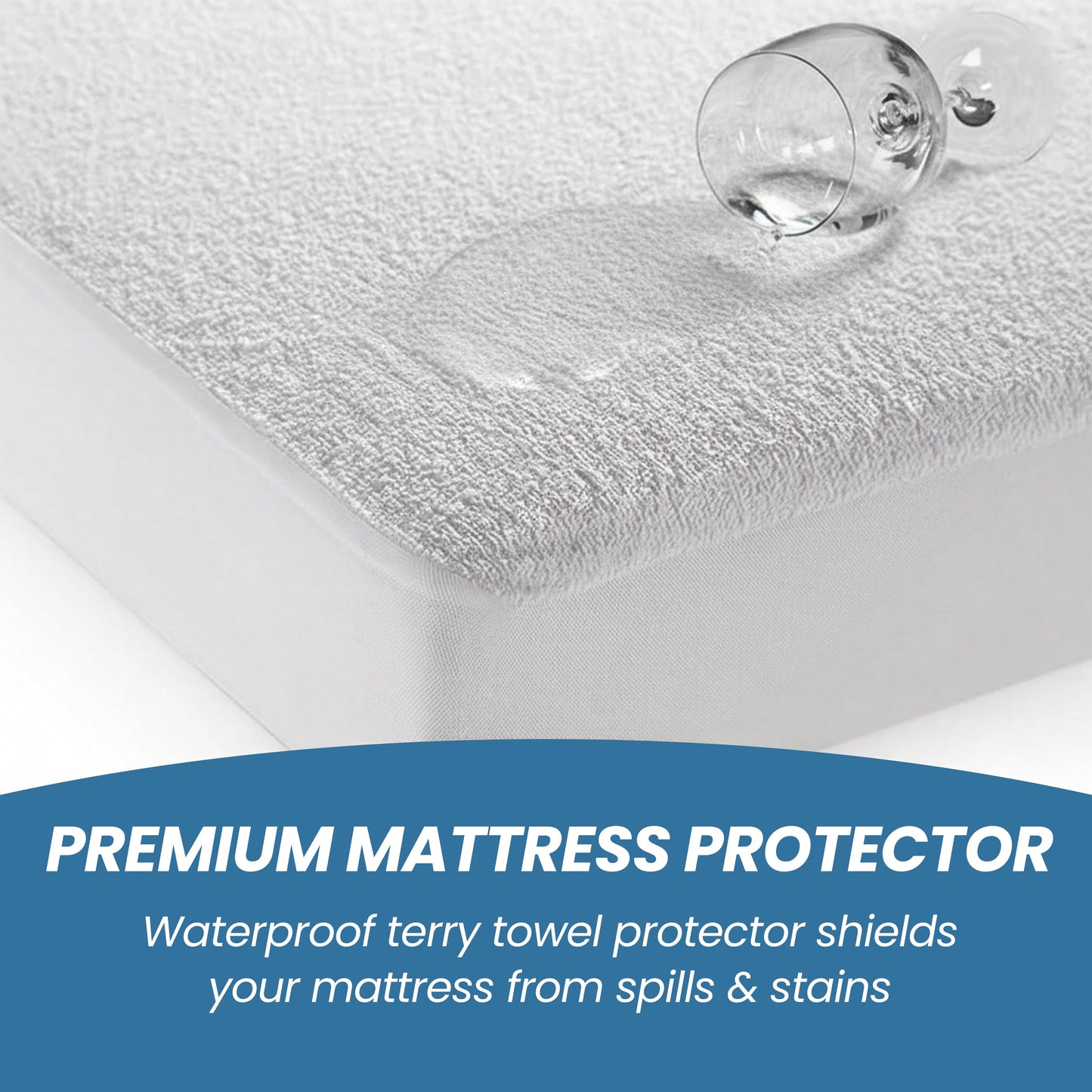 OLIVIA ROCCO Waterproof Terry Towel Mattress Protector With Deep Skirt Highly Absorbent