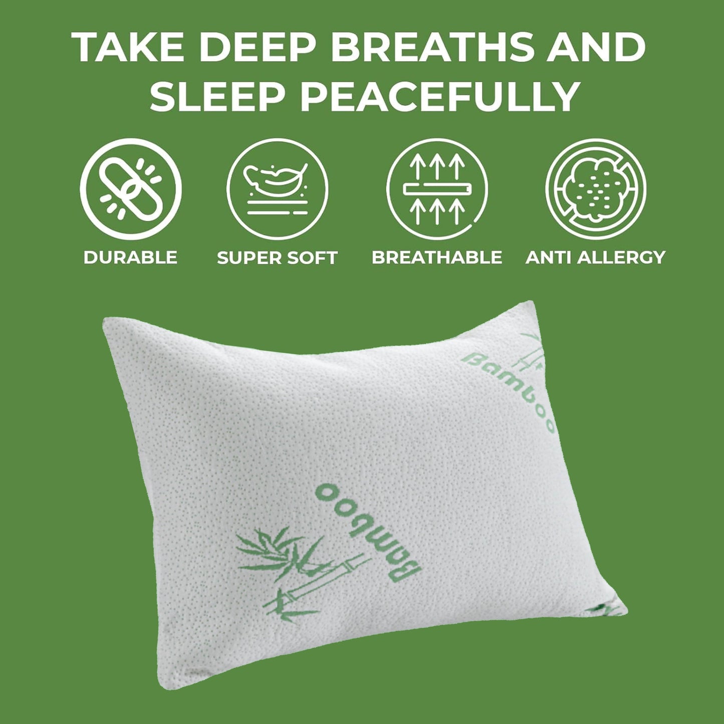 OLIVIA ROCCO Bamboo Memory Foam Pillow Hypoallergenic Cooling Luxury Fibre Filling