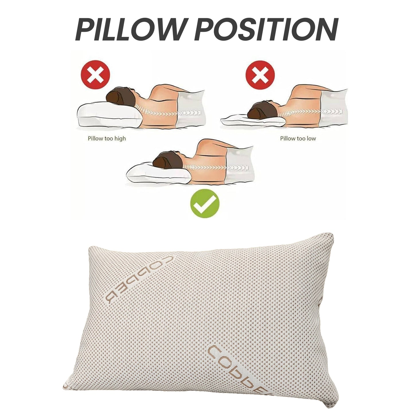 OLIVIA ROCCO Copper Infused Memory Foam Pillow For Skin Health Hypoallergenic Super Soft Hotel-Style Comfort