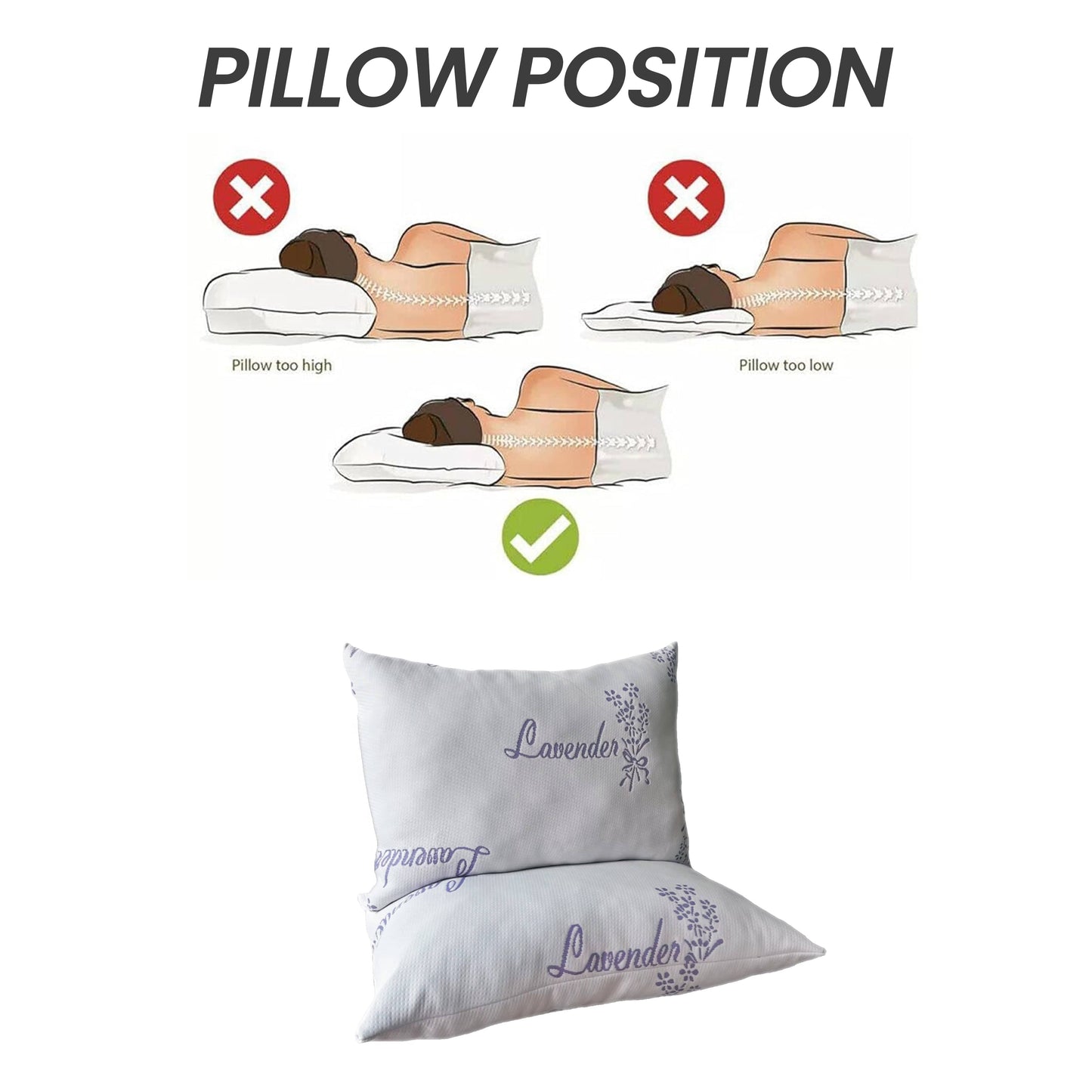 OLIVIA ROCCO Lavender Infused Microfibre Hotel Pillow Medium Support Hypoallergenic Side