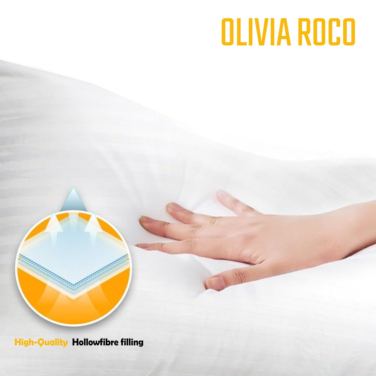 OLIVIA ROCCO 2 Pack Luxury Hotel Pillows Hypoallergenic Hollowfibre Soft Medium Support