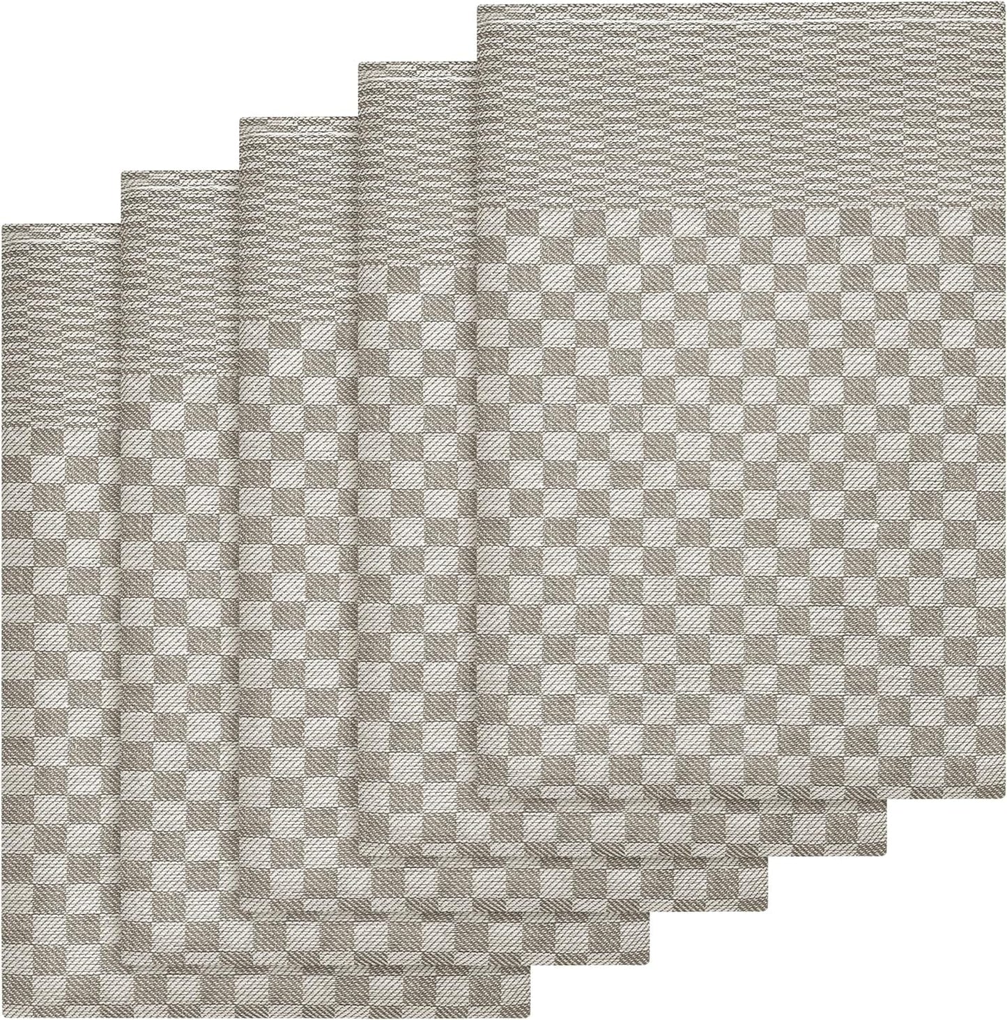 OLIVIA ROCCO Pack Of 5 Large 100% Cotton Tea Towels Quick Dry Check Pattern Dish Cloths