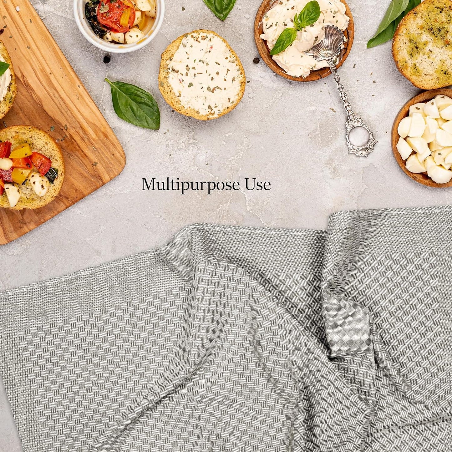 OLIVIA ROCCO Pack Of 5 Large 100% Cotton Tea Towels Quick Dry Check Pattern Dish Cloths