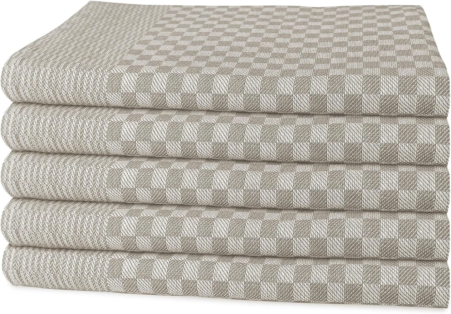 OLIVIA ROCCO Pack Of 5 Large 100% Cotton Tea Towels Quick Dry Check Pattern Dish Cloths