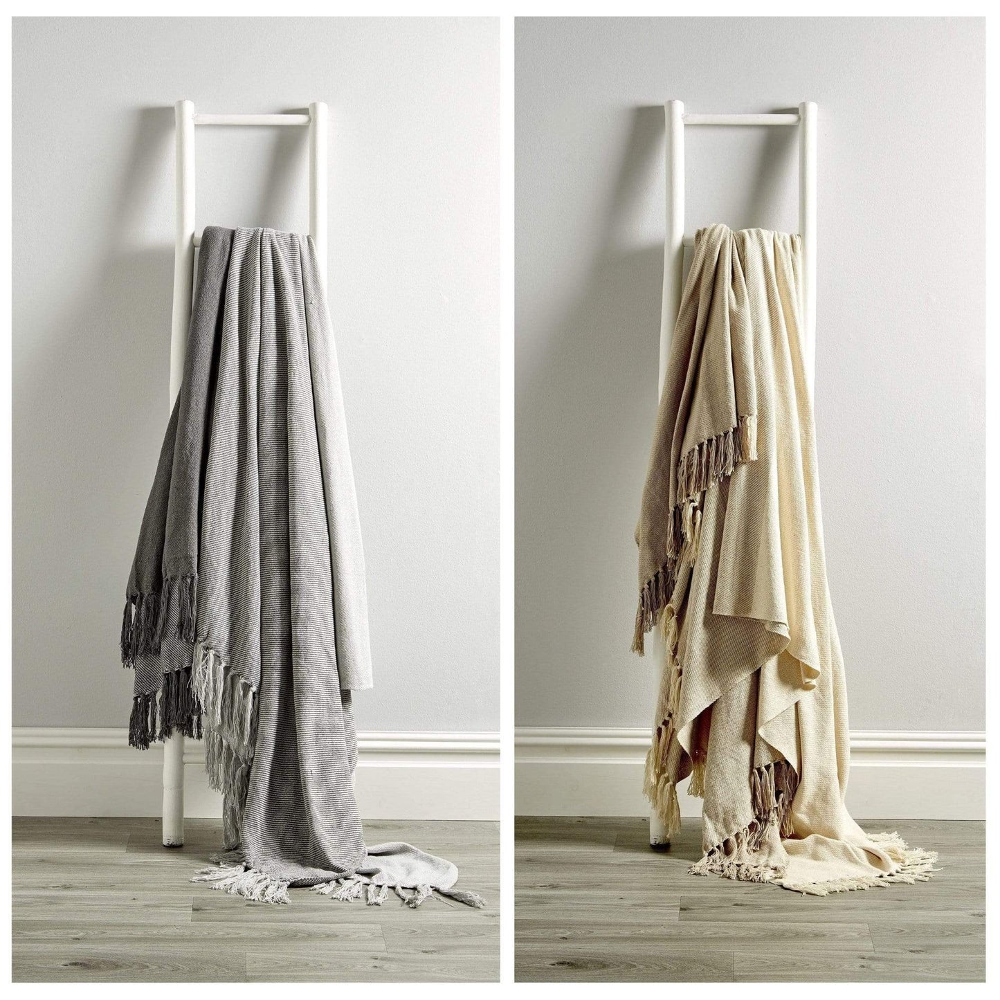 OLIVIA ROCCO Handwoven Large Check Pure Indian Cotton Throw Blanket With Tassels Eco