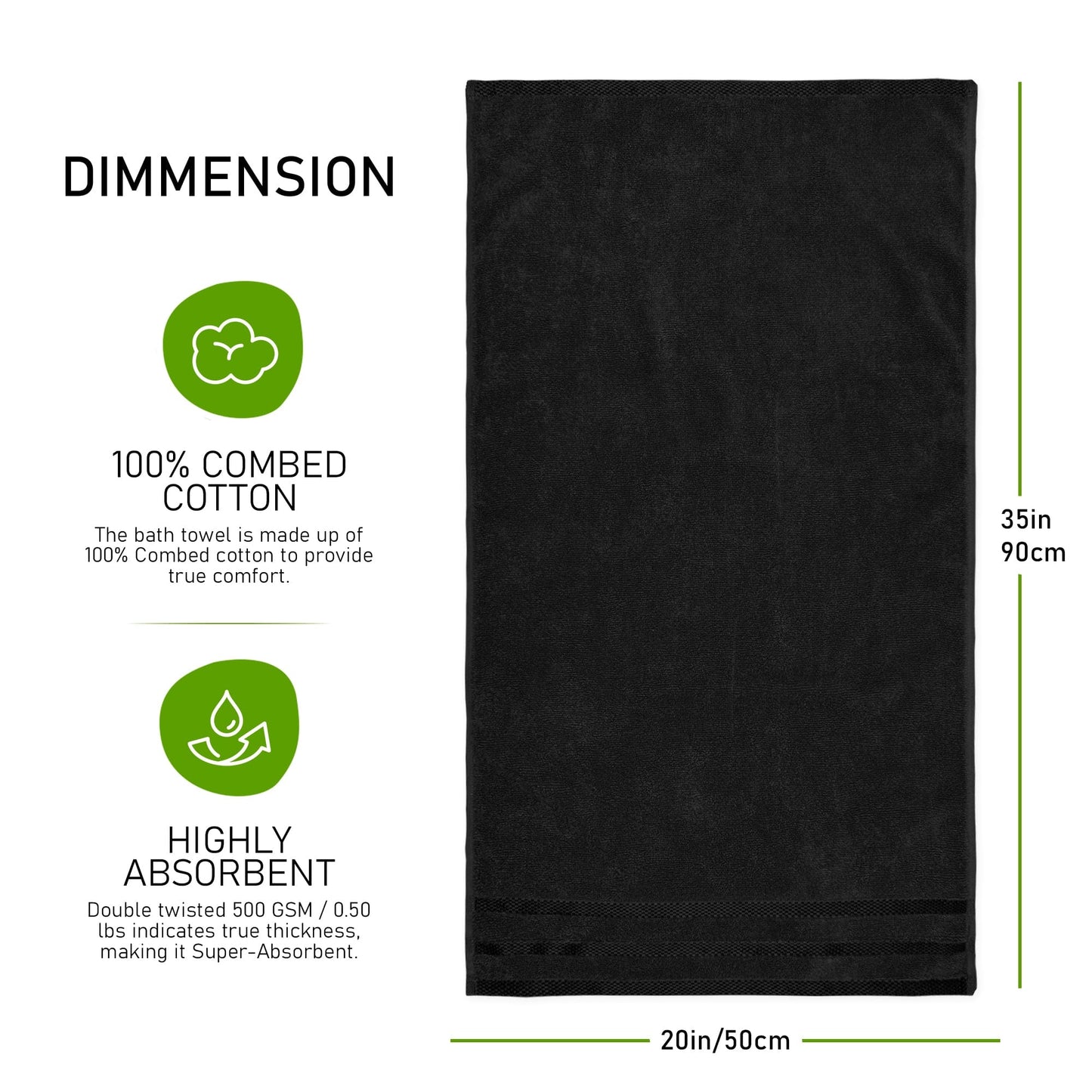 OLIVIA ROCCO Towels Belmont Viscose Stripe Black 100% Cotton Hotel Quality Bath Towels