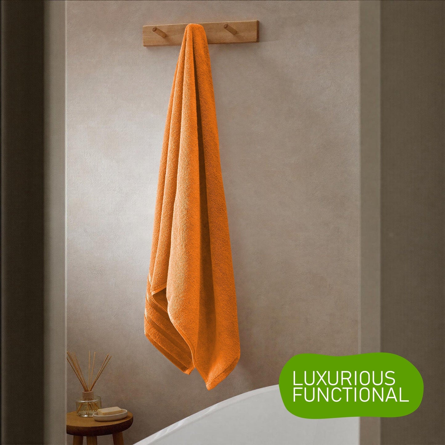OLIVIA ROCCO Belmont Viscose Stripe Orange Towels 100% Cotton Hotel Quality Bath Towels