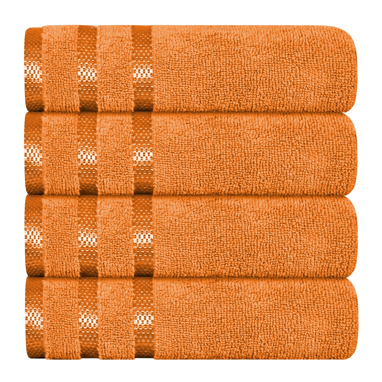 OLIVIA ROCCO Belmont Viscose Stripe Orange Towels 100% Cotton Hotel Quality Bath Towels