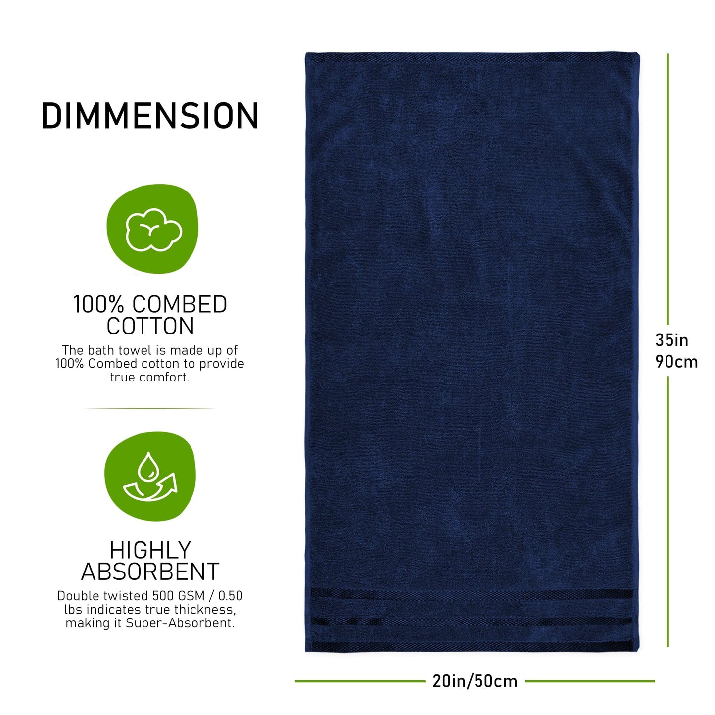 OLIVIA ROCCO Belmont Viscose Stripe Royal Blue Towels 100% Cotton Hotel Quality 10 Piece