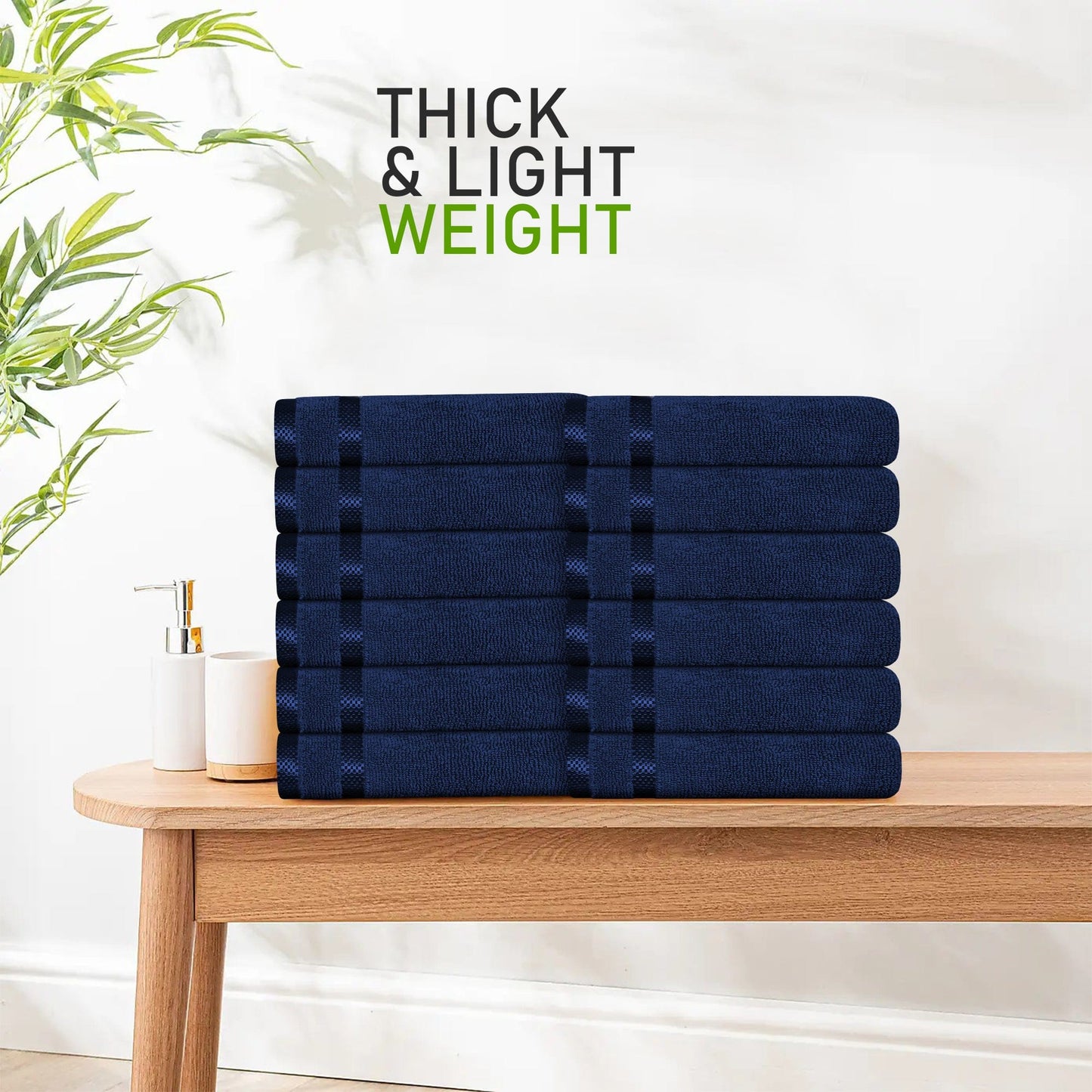 OLIVIA ROCCO Belmont Viscose Stripe Royal Blue Towels 100% Cotton Hotel Quality 10 Piece