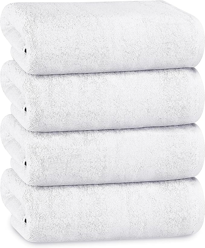 OLIVIA ROCCO Bath Sheets 500GSM Ultra Soft Super Absorbent Quick Dry Cotton White Grey Hotel-Quality Deep Fitted Easy-Care