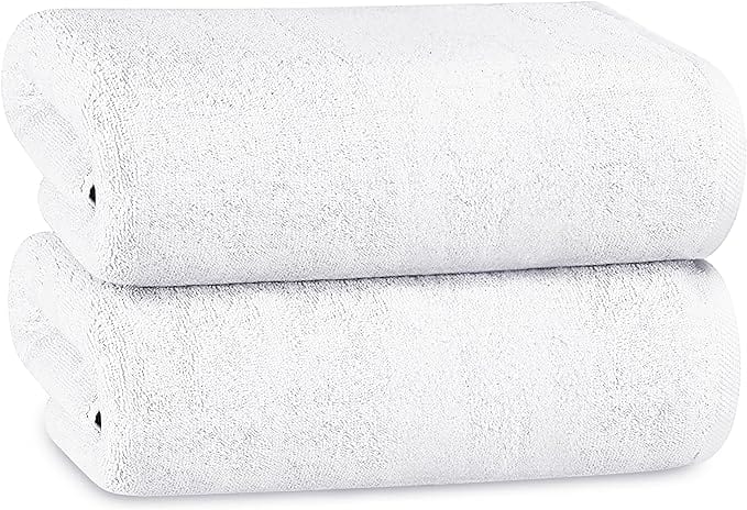 OLIVIA ROCCO Bath Sheets 500GSM Ultra Soft Super Absorbent Quick Dry Cotton White Grey Hotel-Quality Deep Fitted Easy-Care