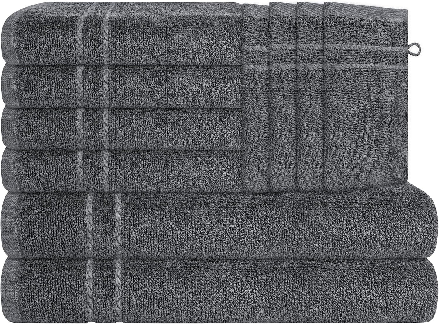 OLIVIA ROCCO Maris 10 Piece Charcoal Towel Bale Set With 2 Bath Towels 4 Hand Towels