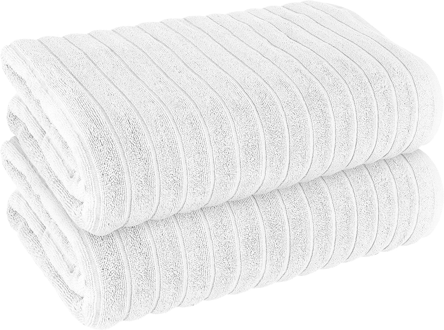 OLIVIA ROCCO Hydro Cotton Ribbed Towels Jumbo Bath Sheets 2 Pack Charcoal Highly