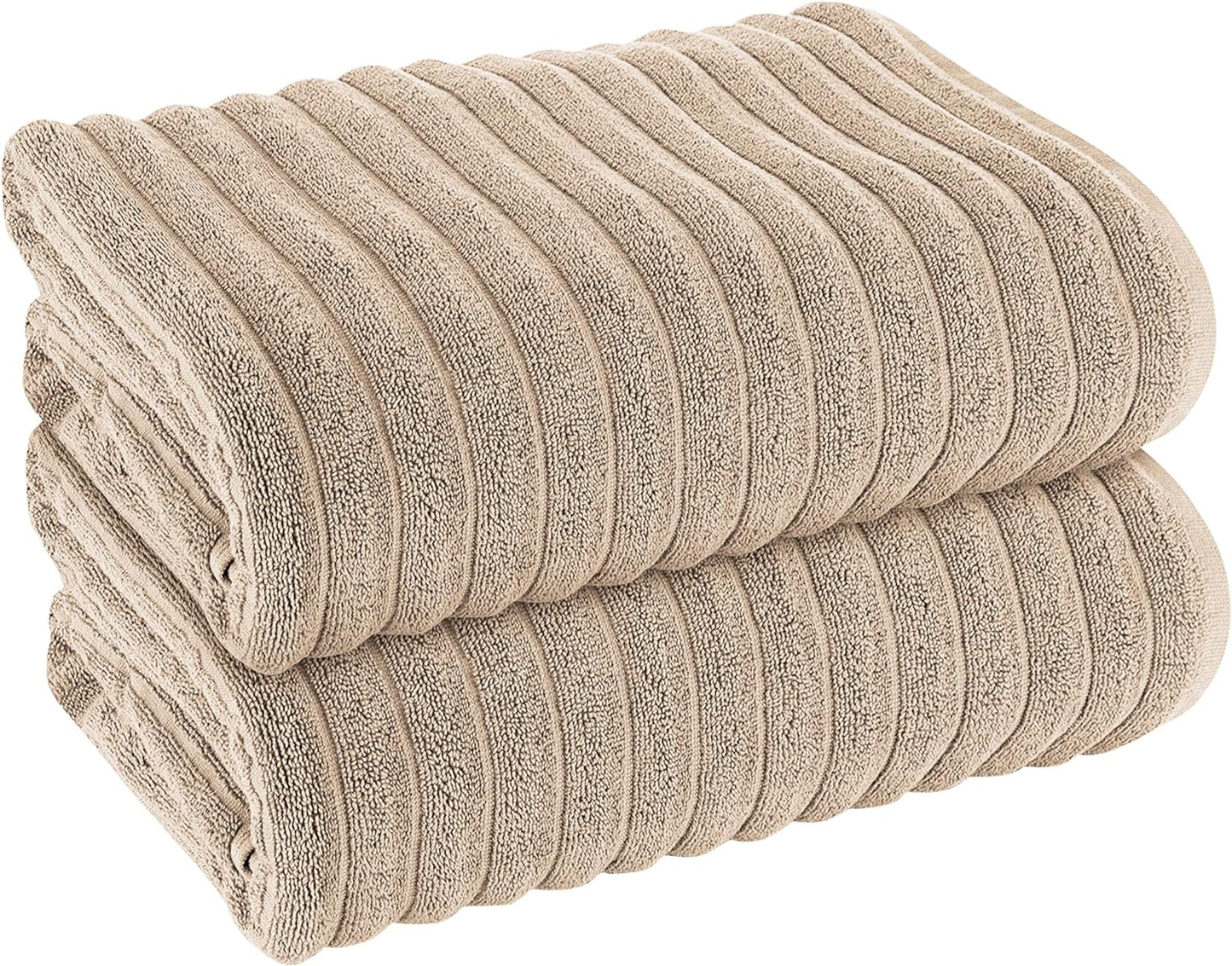 OLIVIA ROCCO Hydro Cotton Ribbed Towels Jumbo Bath Sheets 2 Pack Charcoal Highly