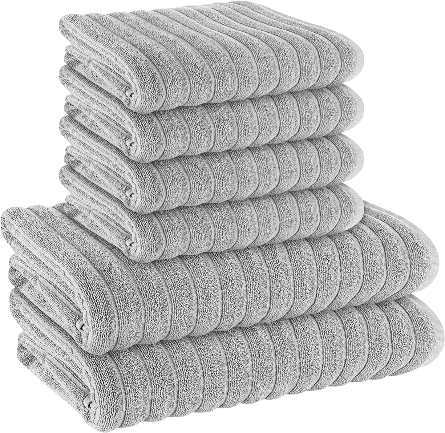 OLIVIA ROCCO Hydro Cotton Ribbed Towels Jumbo Bath Sheets 2 Pack Charcoal Highly