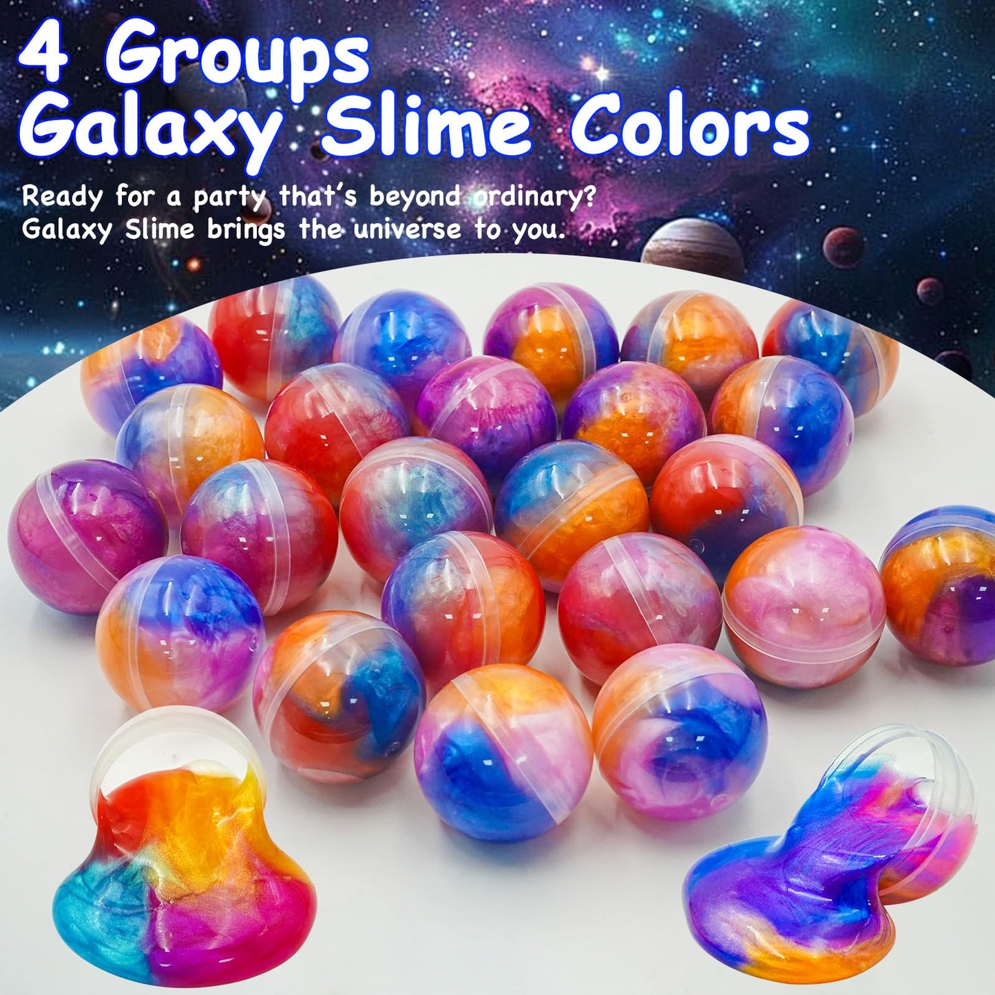 Olixmlya Galaxy Slime Balls 24-Pack – Valentine Party Favors for Kids