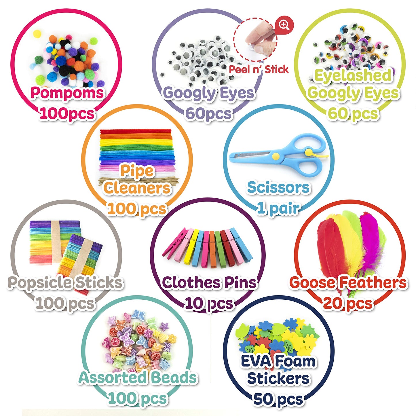 Olly Kids Arts and Crafts Set – 1000+ Pieces Giftable Craft Box for Kids