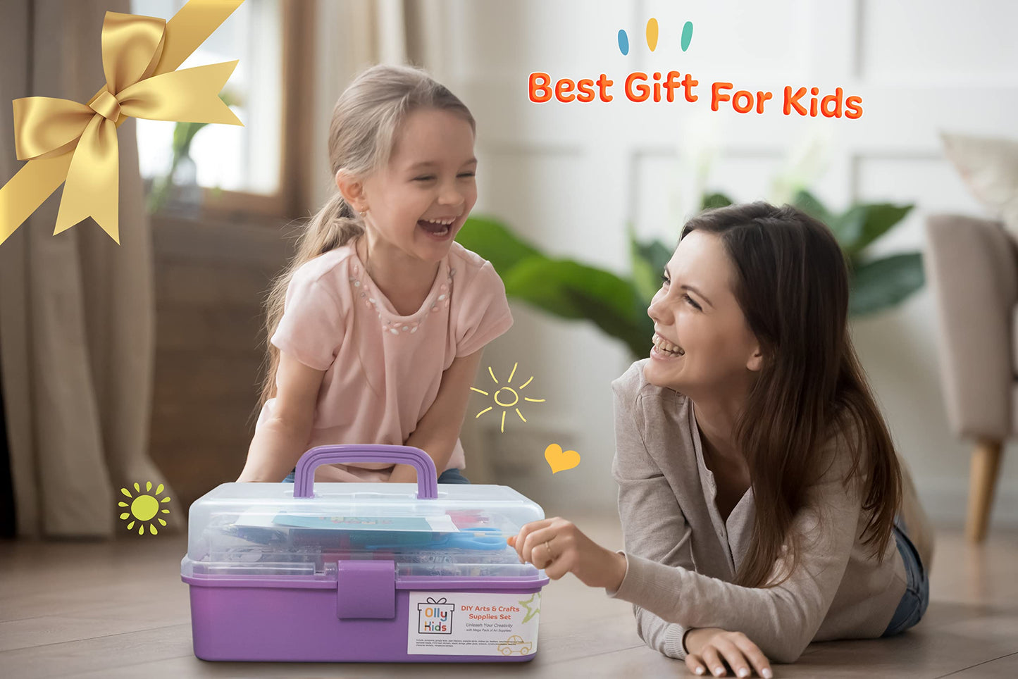 Olly Kids Carboodle Ultimate Crafting Box — Portable 3-Layer Art Supplies Kit