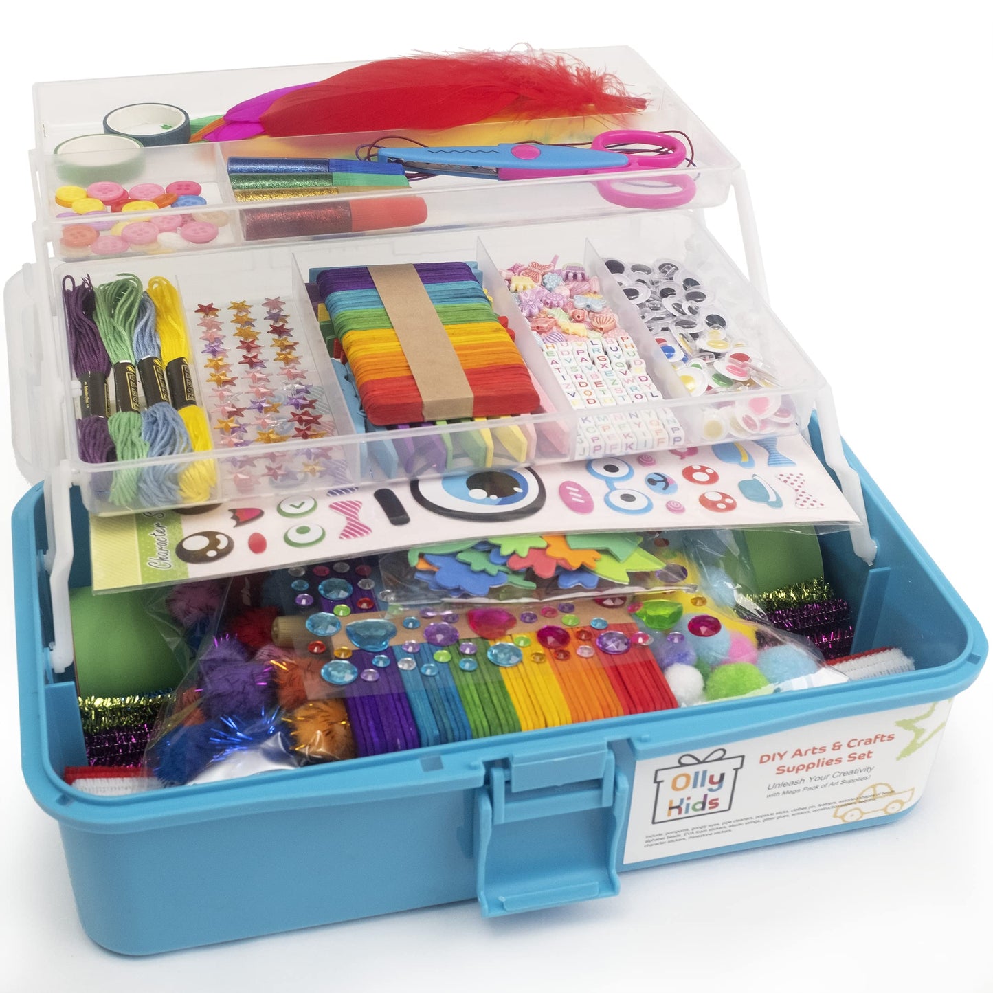 Olly Kids Craft Kits Library in a Plastic Craft Box Organizer | Art & Craft Supplies for Kids