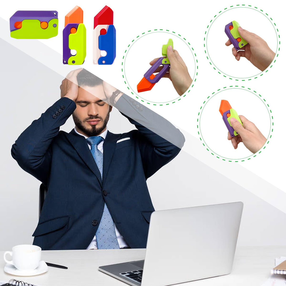 OLRMA 3pcs Fidget Knife Toys – Gravity Sensory Knife Set for Focus and Calm