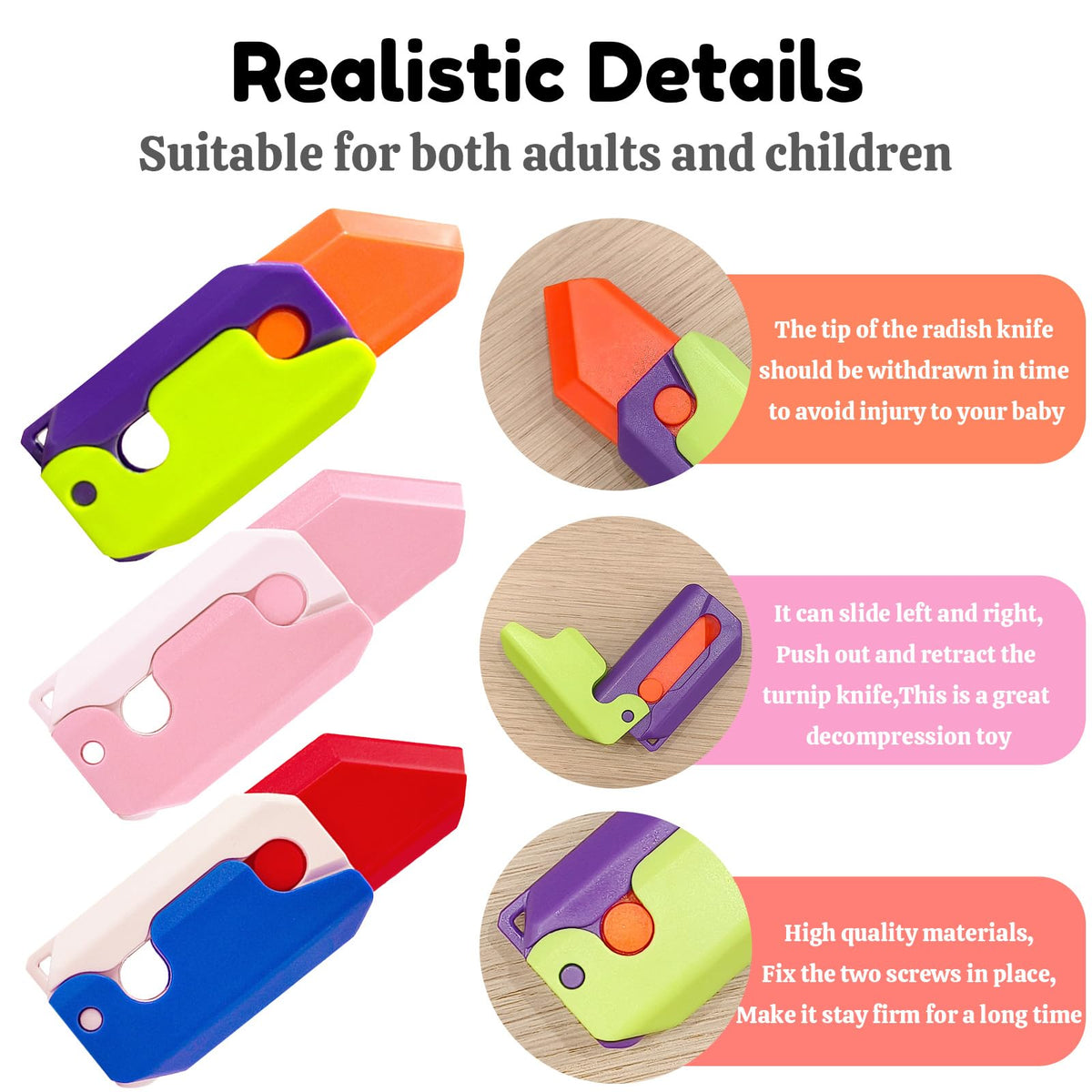 OLRMA 3pcs Fidget Knife Toys – Gravity Sensory Knife Set for Focus and Calm
