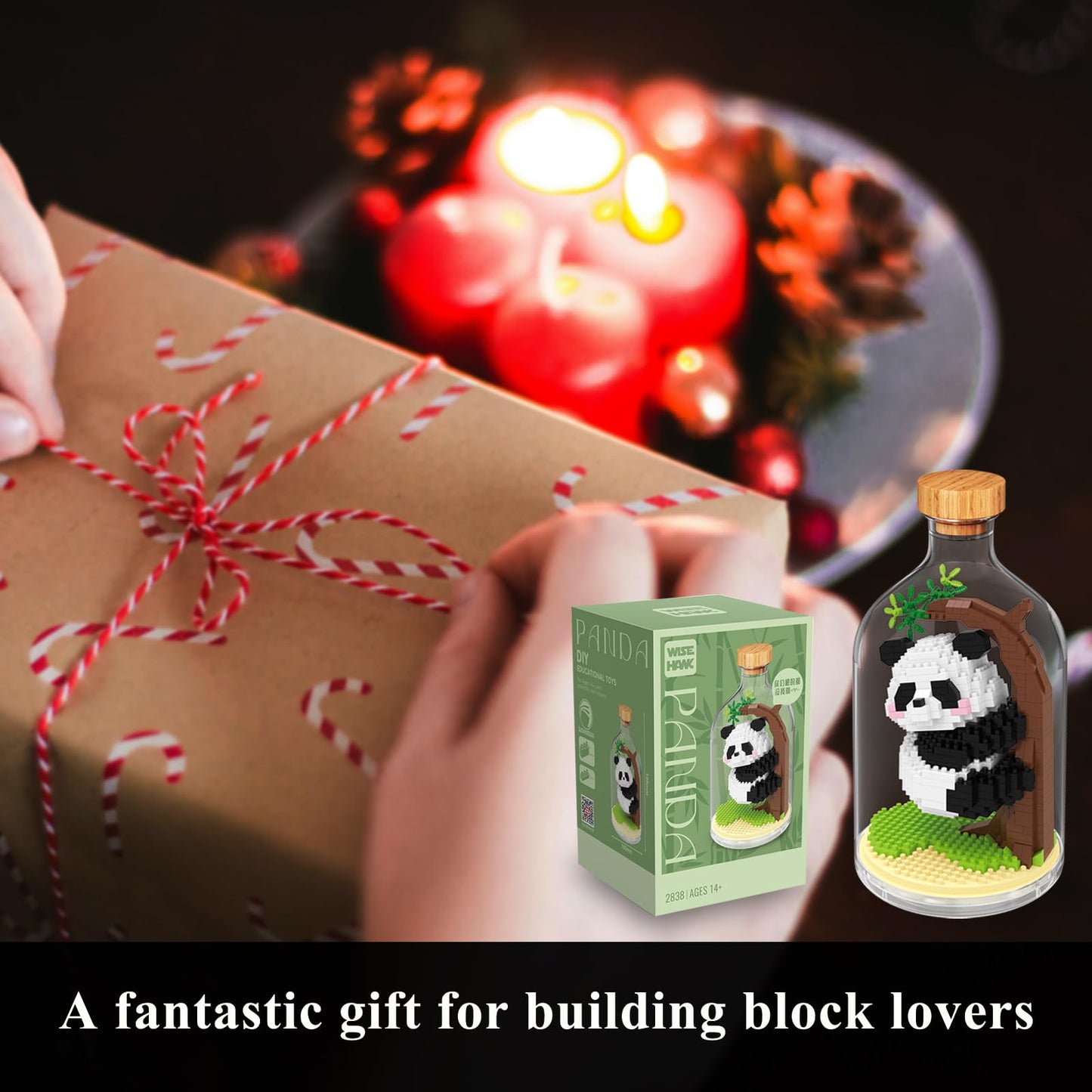 OLTLYUNH Creative Panda Building Set – Adult Mini Animal Friends, Climbing Panda, Office & Home Decor