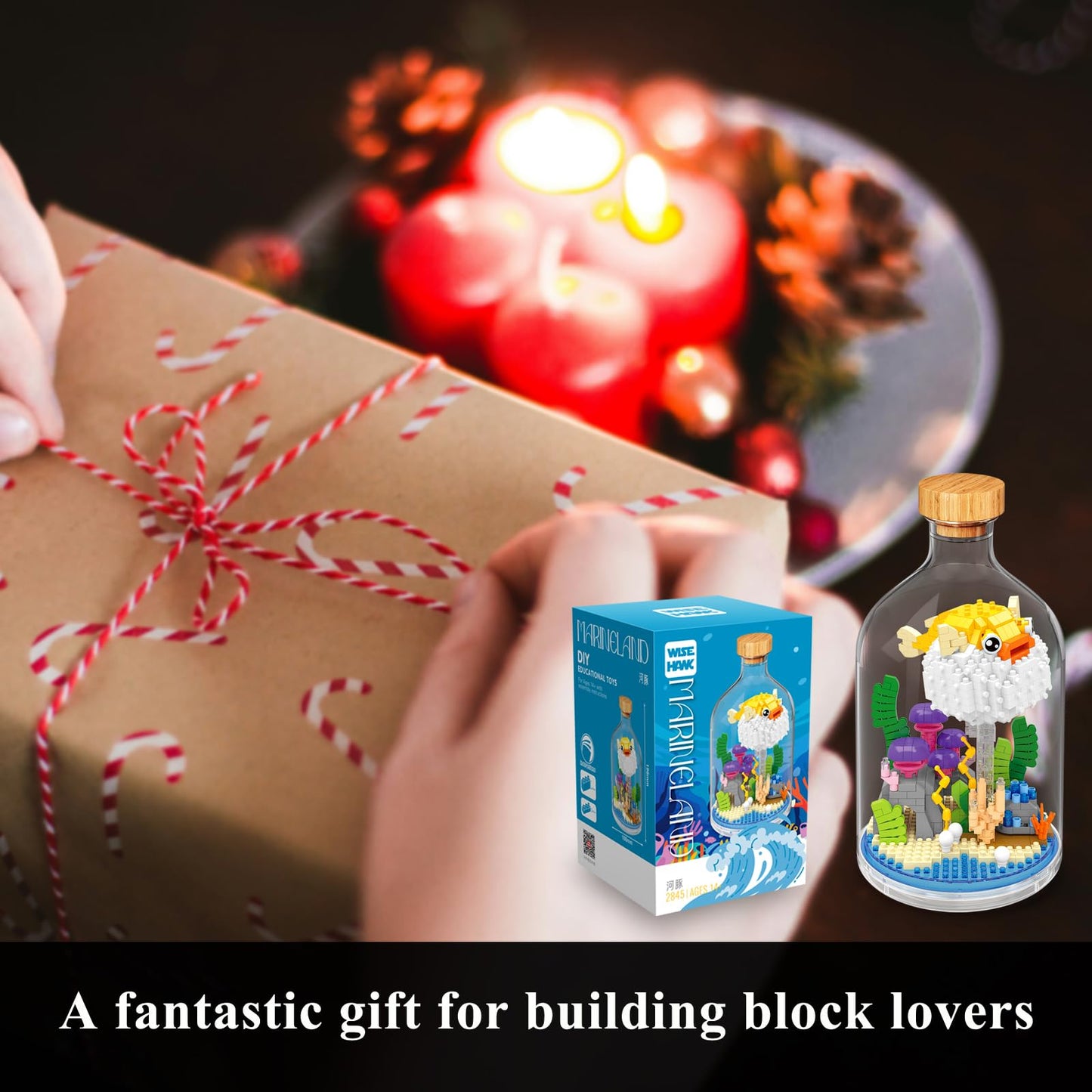 OLTLYUNH Creative Pufferfish Toy Building Set – Mini Animal Blocks for Home, Office & Gift
