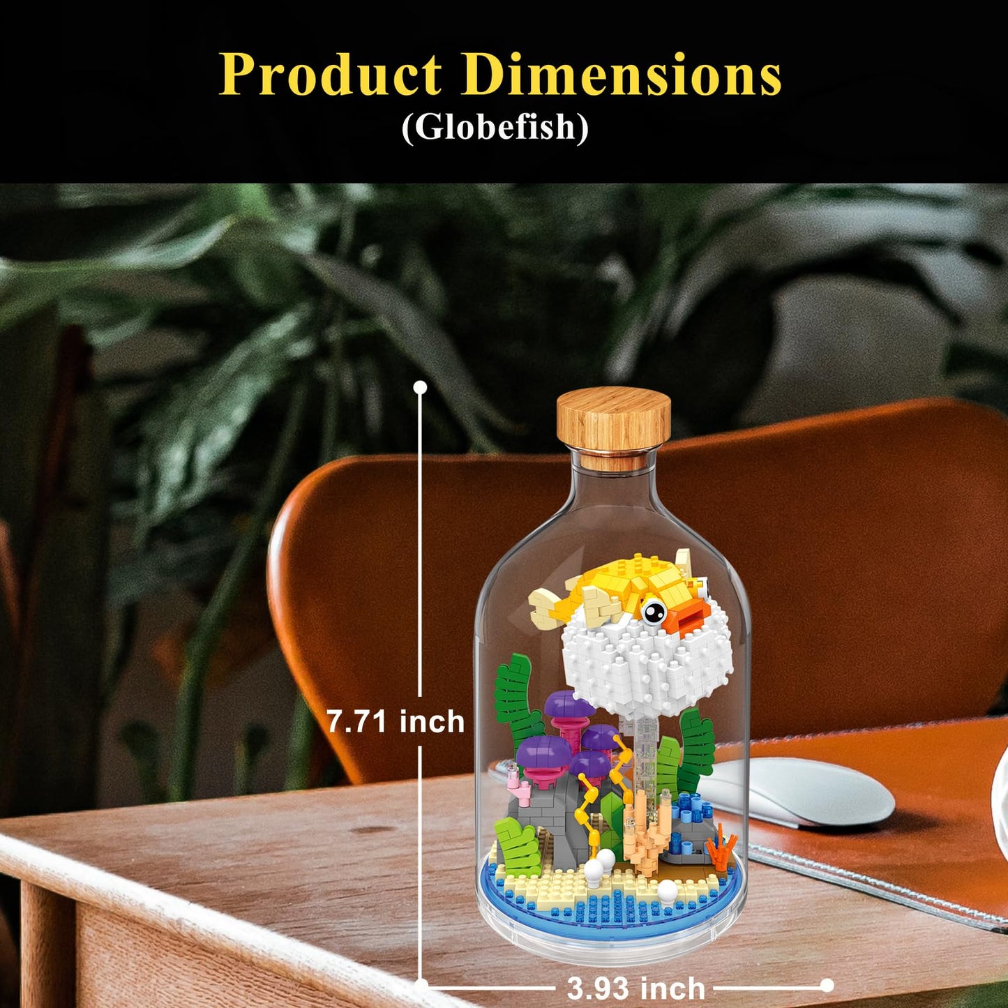 OLTLYUNH Creative Pufferfish Toy Building Set – Mini Animal Blocks for Home, Office & Gift