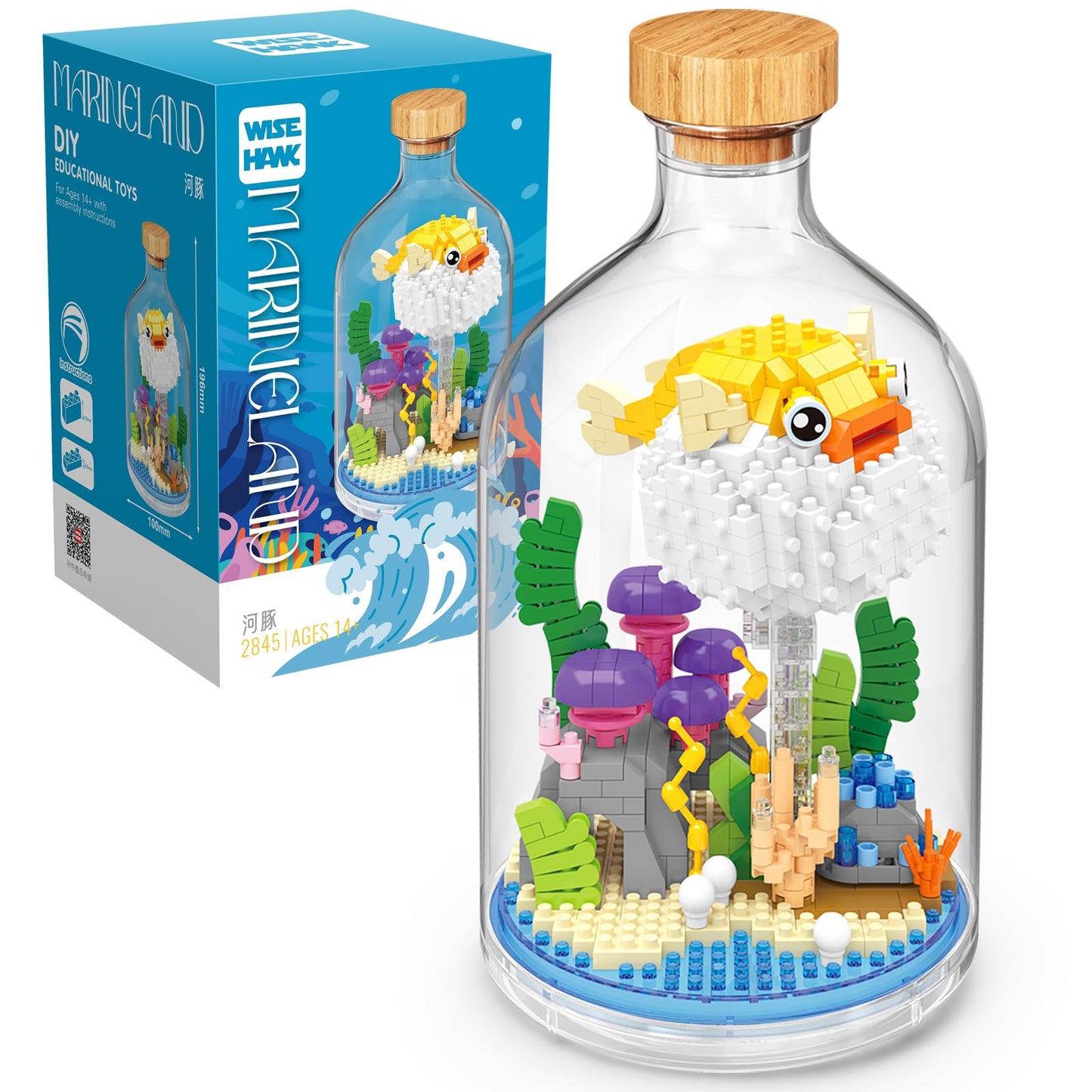 OLTLYUNH Creative Pufferfish Toy Building Set – Mini Animal Blocks for Home, Office & Gift
