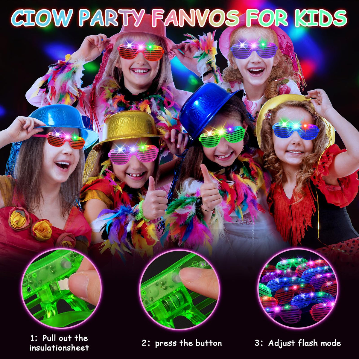 OLUPP 84 PCS LED Glasses – 5 Colors, 3 Light Modes, Glow-in-the-Dark Party Glasses