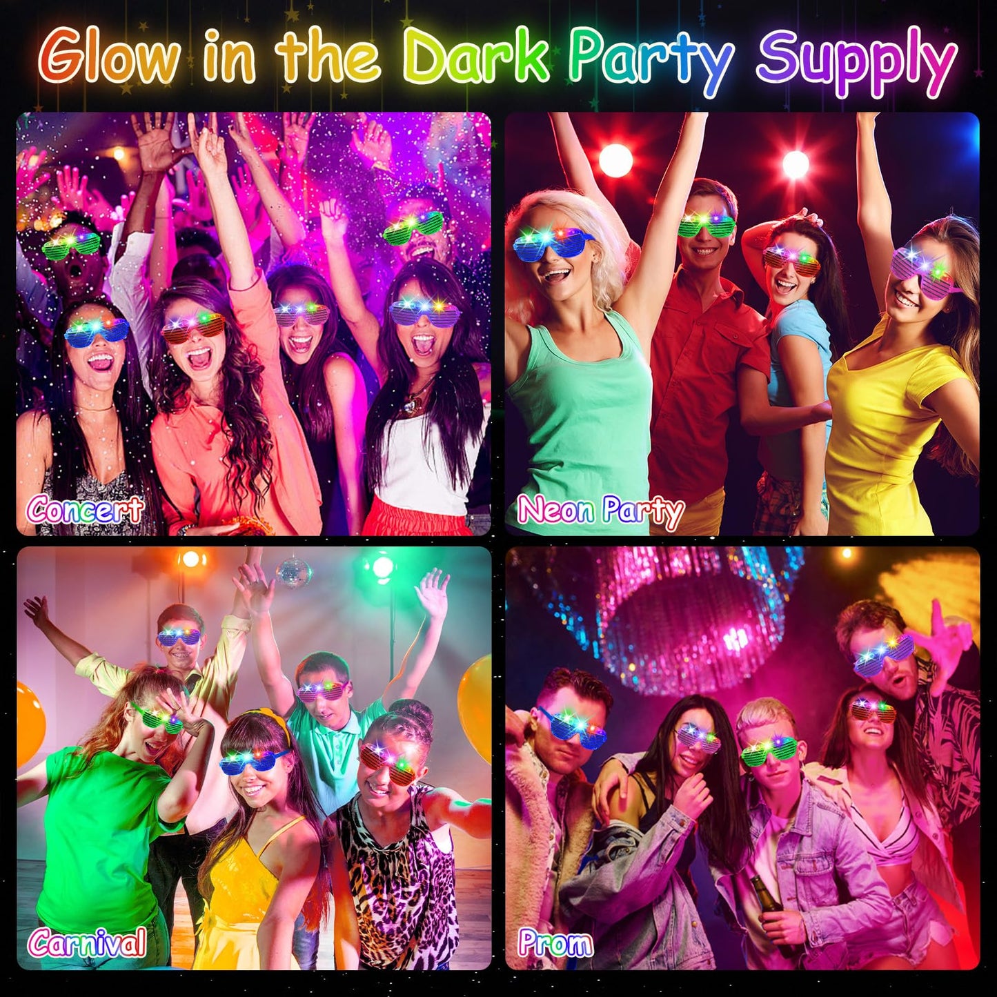 OLUPP 84 PCS LED Glasses – 5 Colors, 3 Light Modes, Glow-in-the-Dark Party Glasses