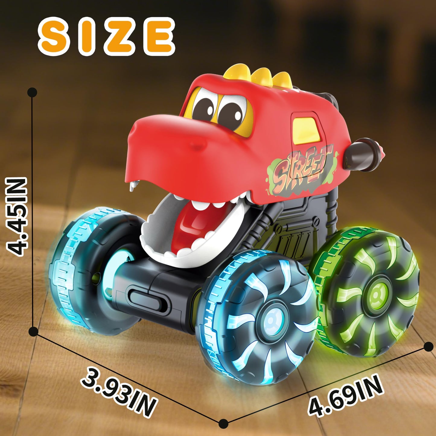 OMAKCOO 3 Pack Dinosaur Monster Truck Toys with LED Wheels for Toddlers